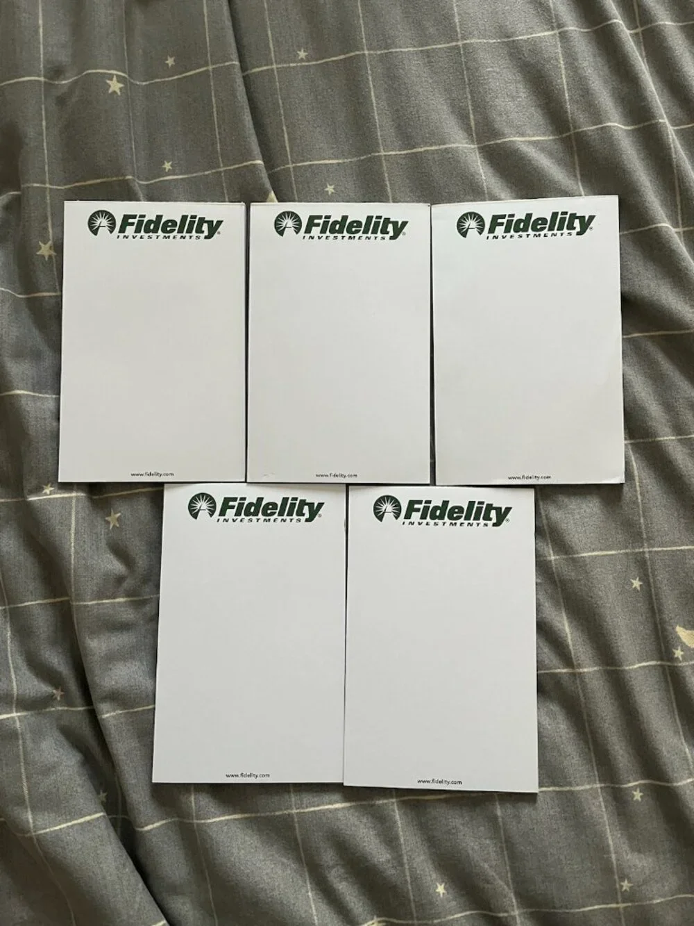 Lot of 5 Fidelity Investments Blank Stationary Note Pads Sheets